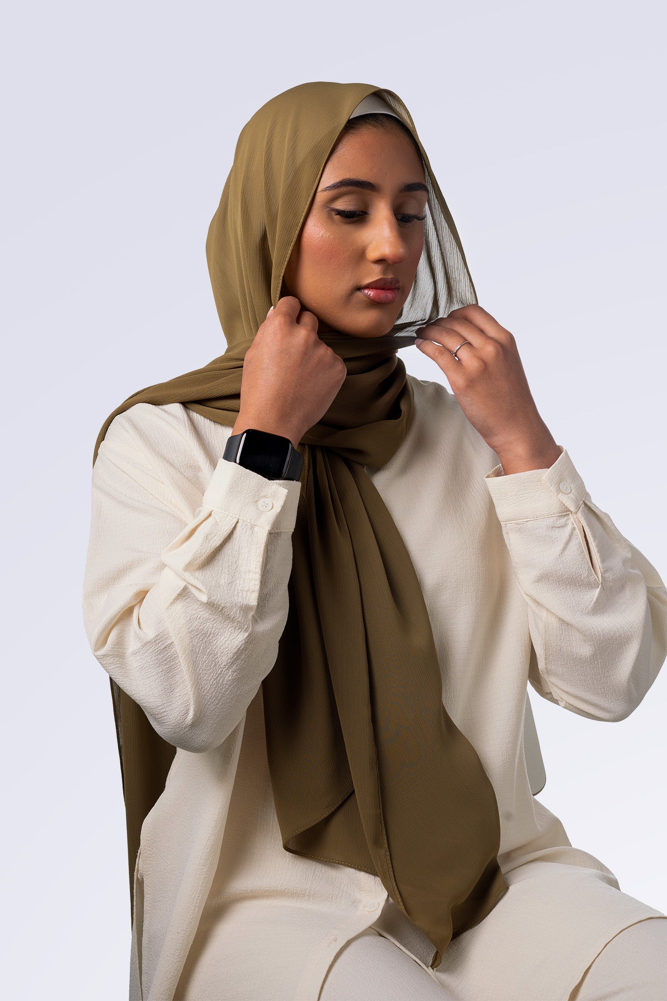 Crinkle Chiffon Hijab - Olive