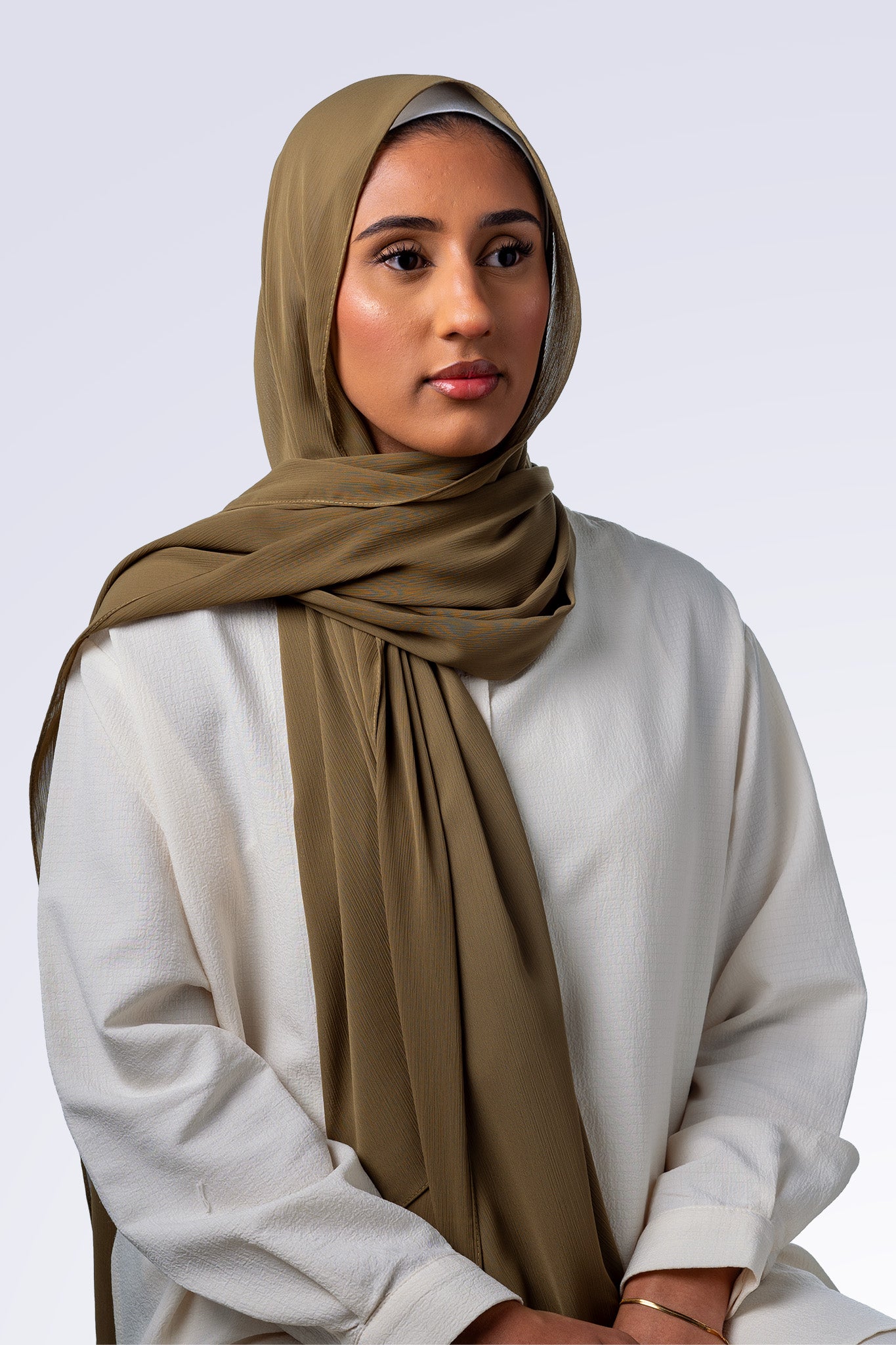 Crinkle Chiffon Hijab - Olive