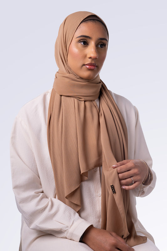 Crinkle Chiffon Hijab - Sand Brown