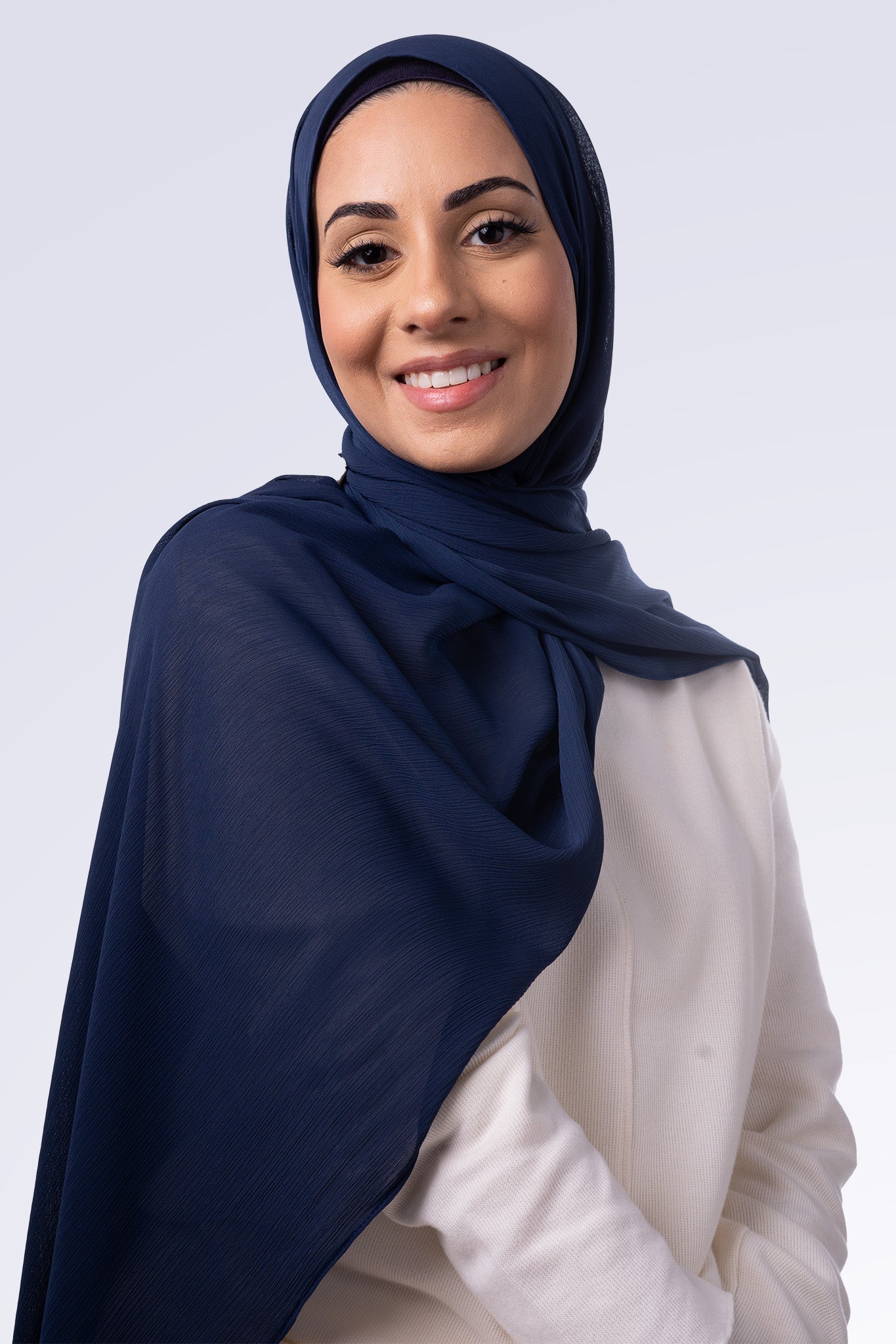 Crinkle Chiffon Hijab - Midnight Blue