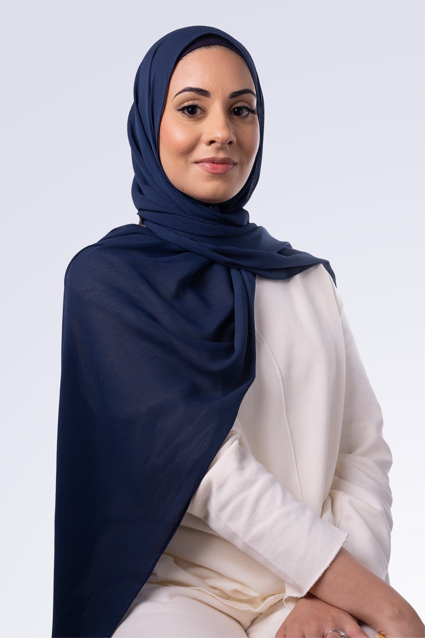 Crinkle Chiffon Hijab - Midnight Blue