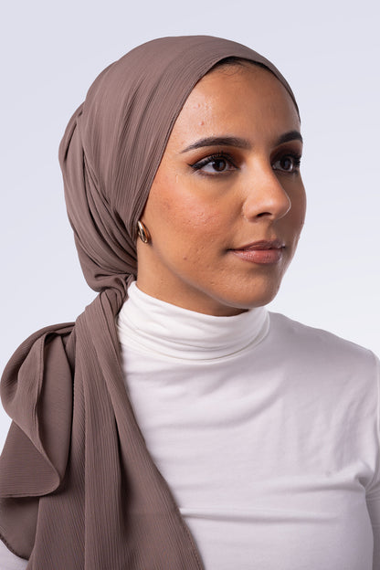 Crinkle Chiffon Hijab - Mink