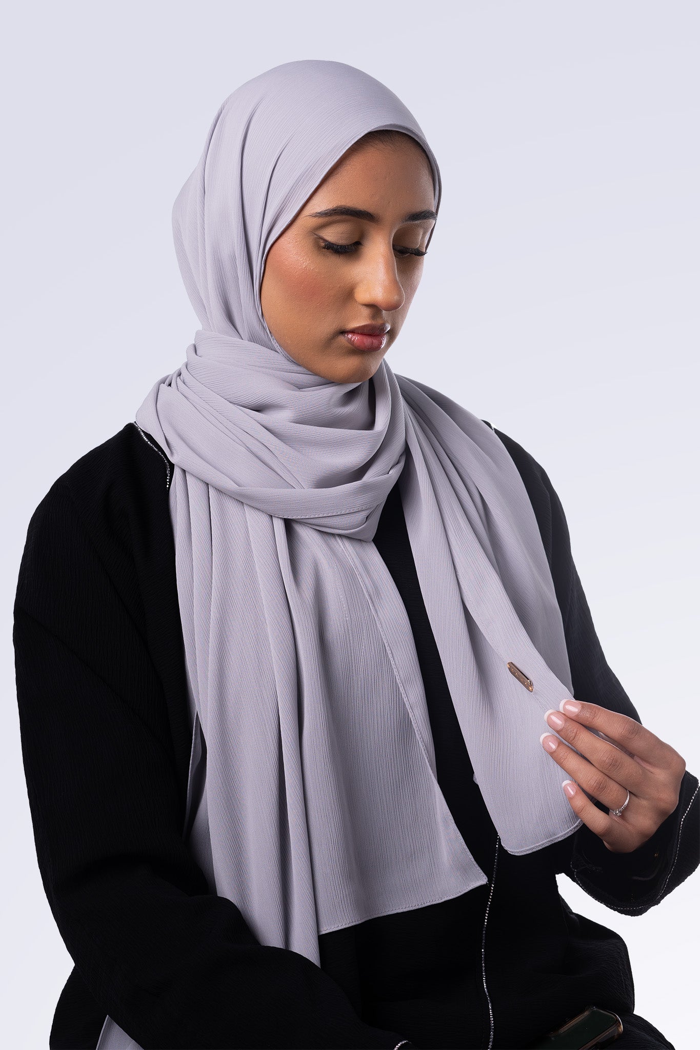 Crinkle Chiffon Hijab - Pearl Grey