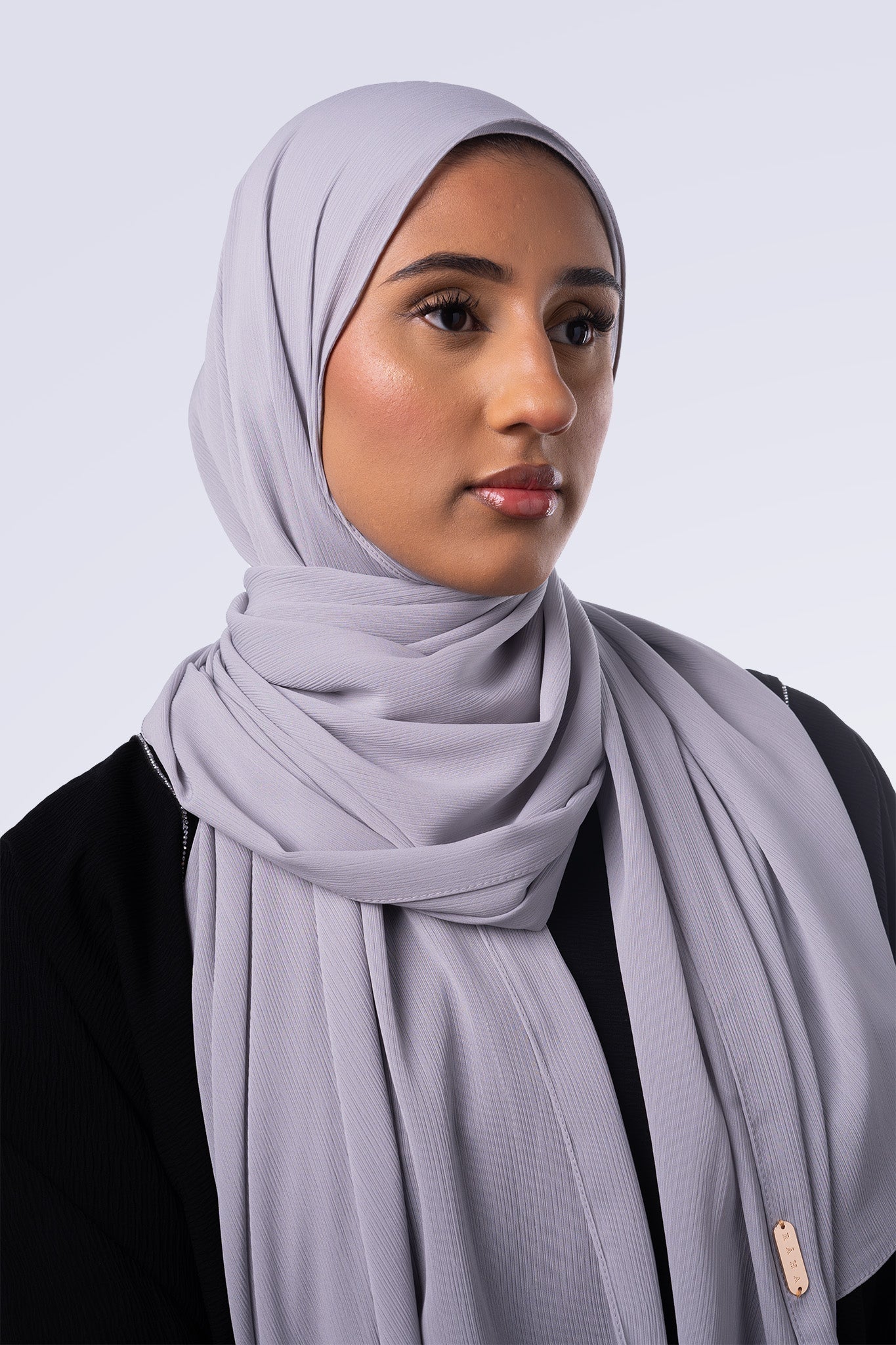 Crinkle Chiffon Hijab - Pearl Grey