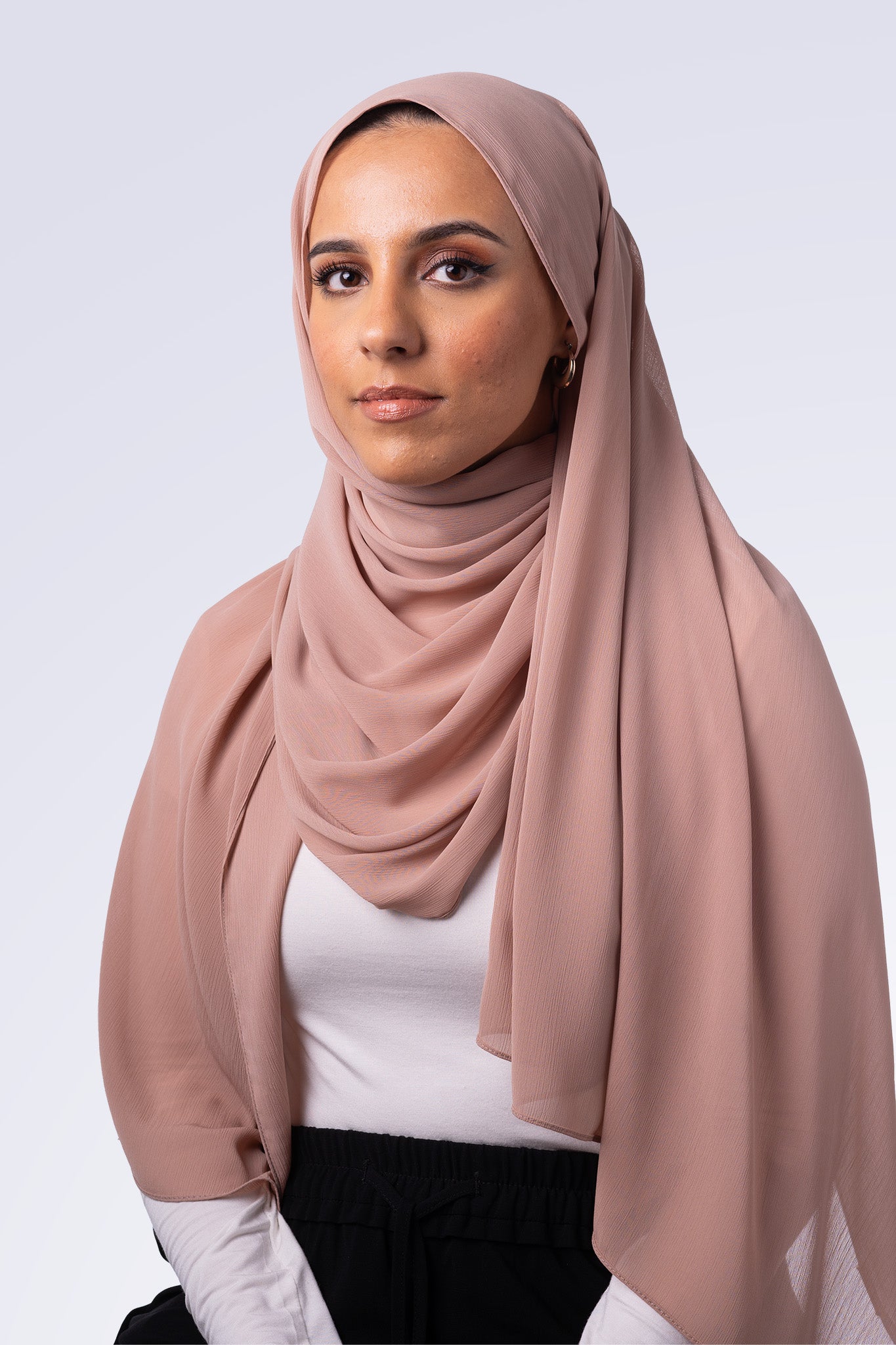 Crinkle Chiffon Hijab - Nude Pink