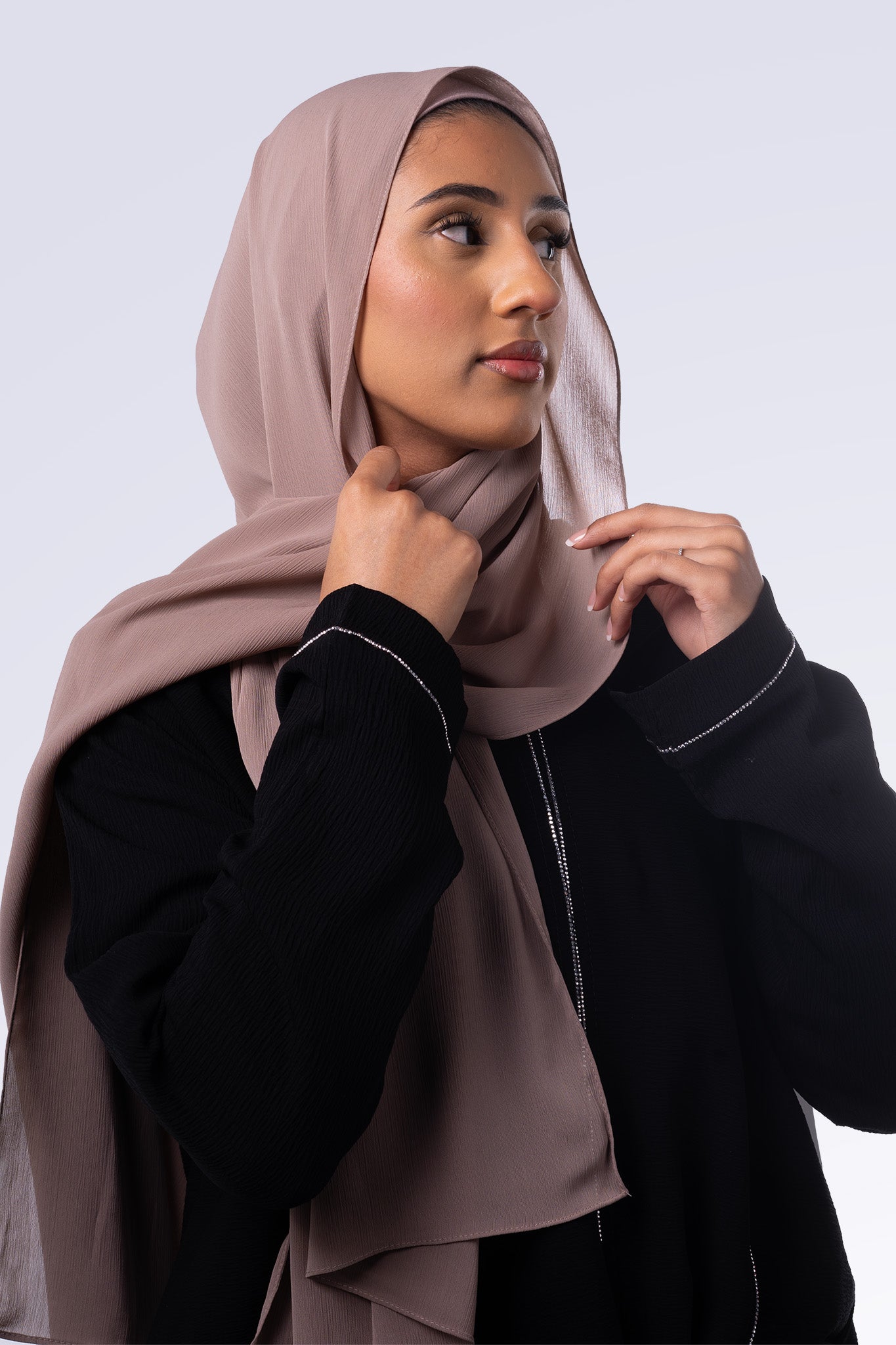 Crinkle Crepe Hijab in Deep Taupe