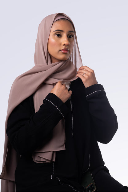 Crinkle Crepe Hijab in Deep Taupe