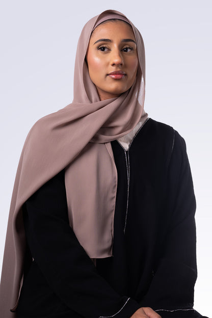 Crinkle Crepe Hijab in Deep Taupe