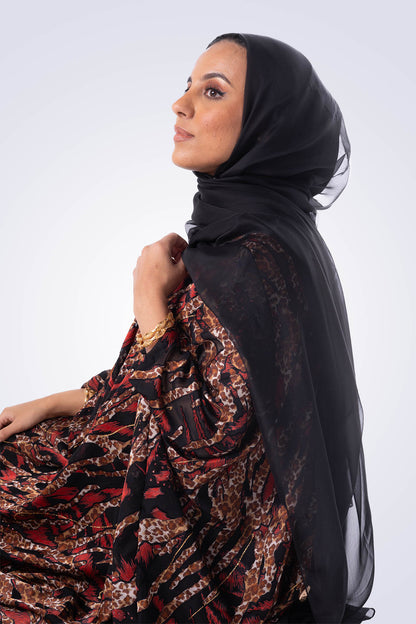 Silk Chiffon Hijab - Jet Black