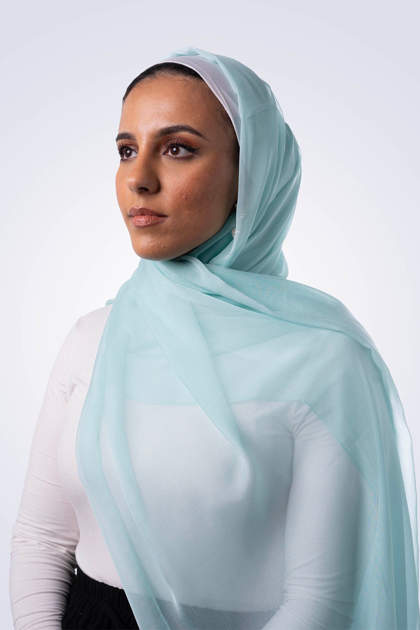 Silk Chiffon Hijab - Turquoise