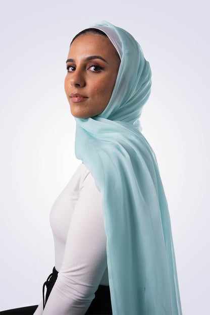 Silk Chiffon Hijab - Turquoise