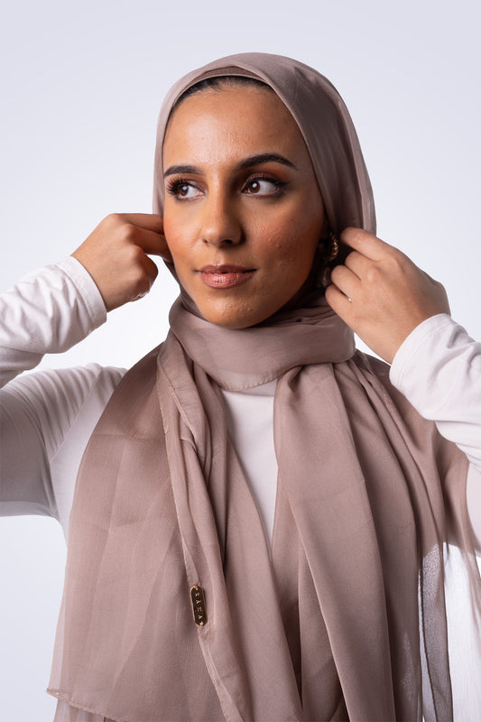 Silk Chiffon Hijab - Nude