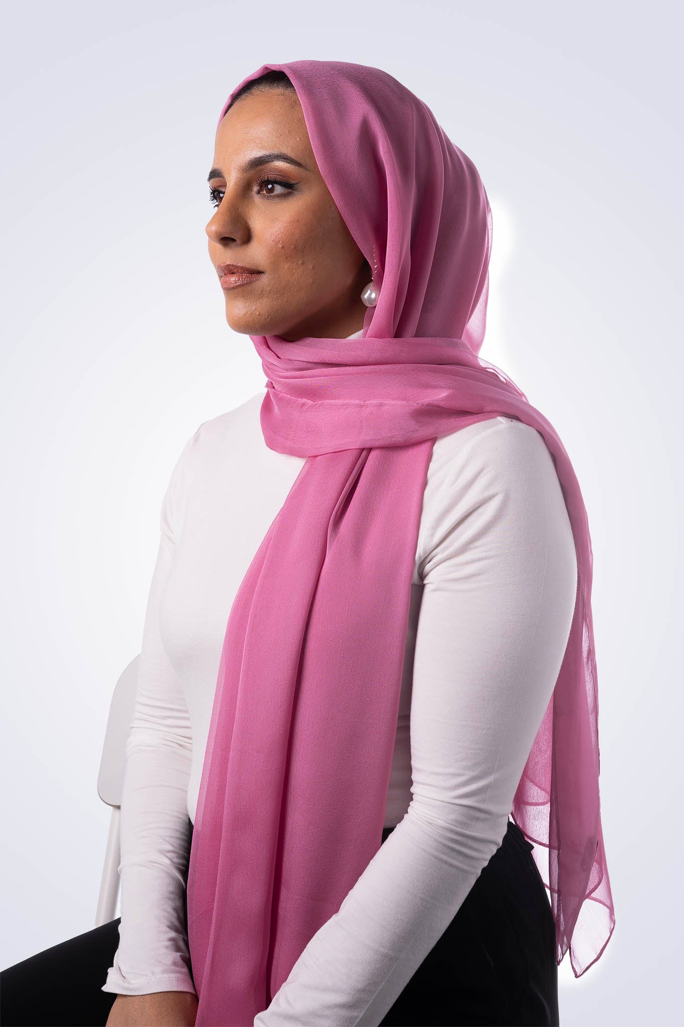 Silk Chiffon Hijab - Hot Pink