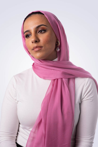 Silk Chiffon Hijab - Hot Pink