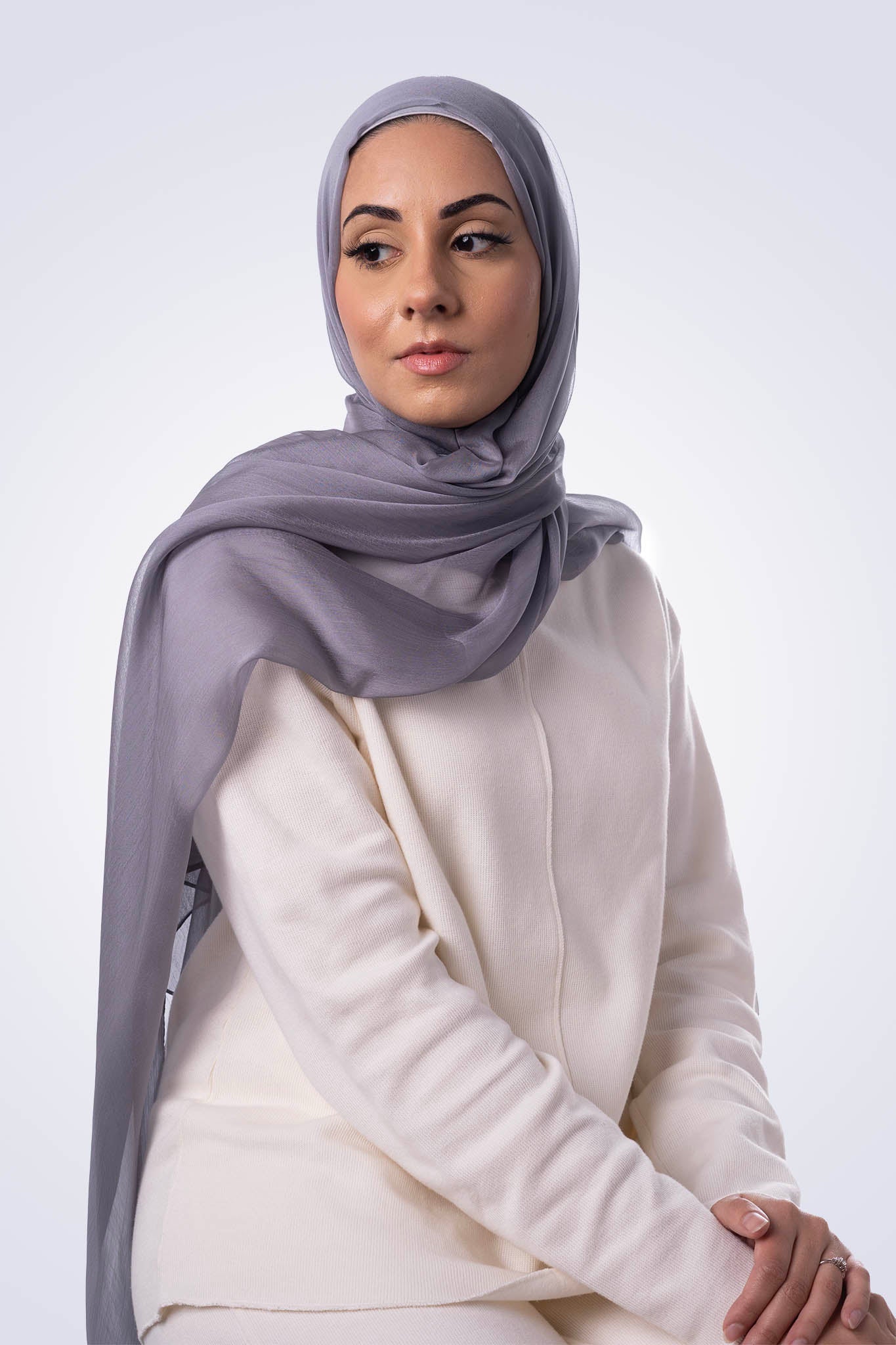 Silk Chiffon Hijab - Blue Grey