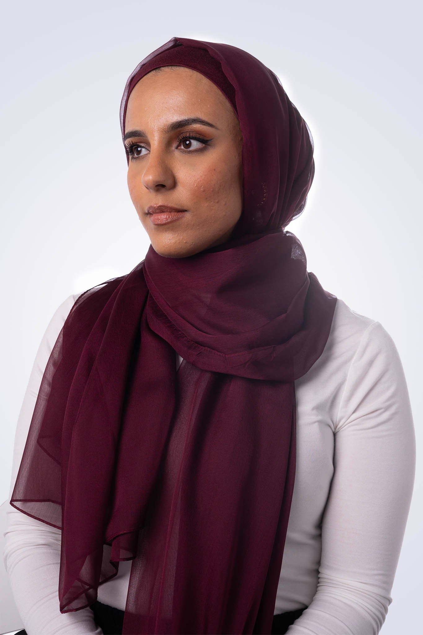 Silk Chiffon Hijab - Burgundy