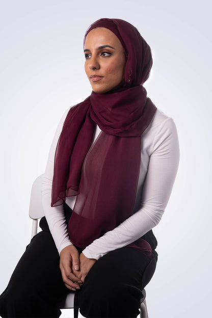 Silk Chiffon Hijab - Burgundy