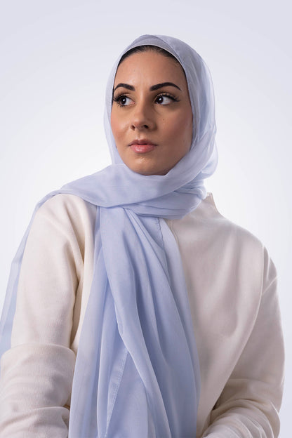 Silk Chiffon Hijab - Ice Blue