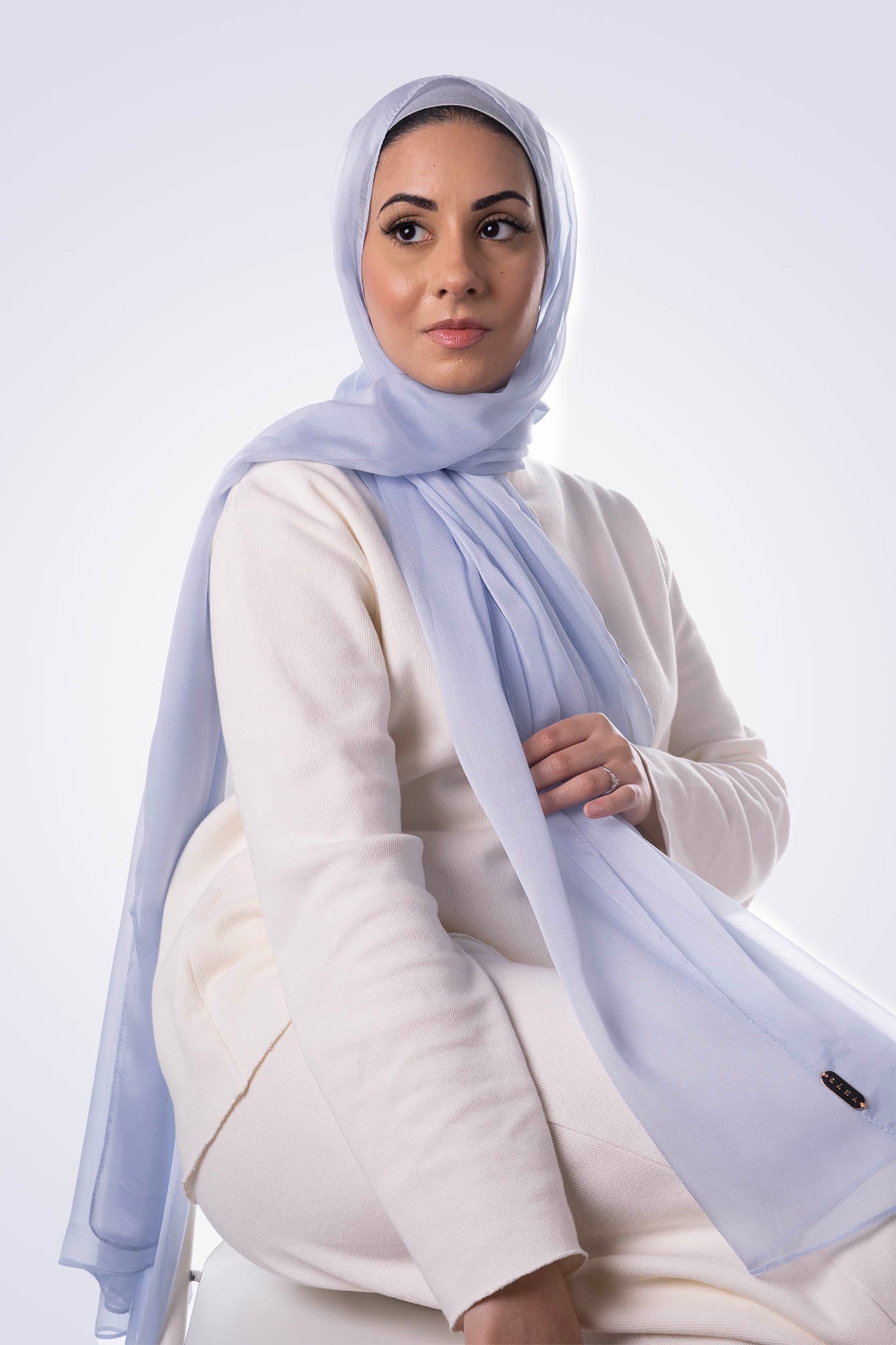 Silk Chiffon Hijab - Ice Blue