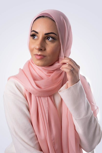 Silk Chiffon Hijab - Pastel Pink