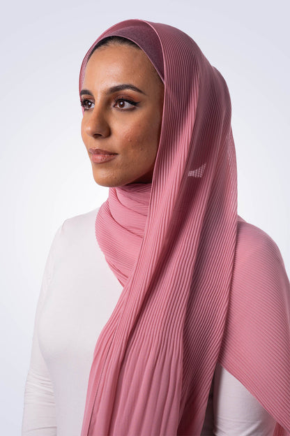 Pleated Chiffon Hijab - Baby Pink