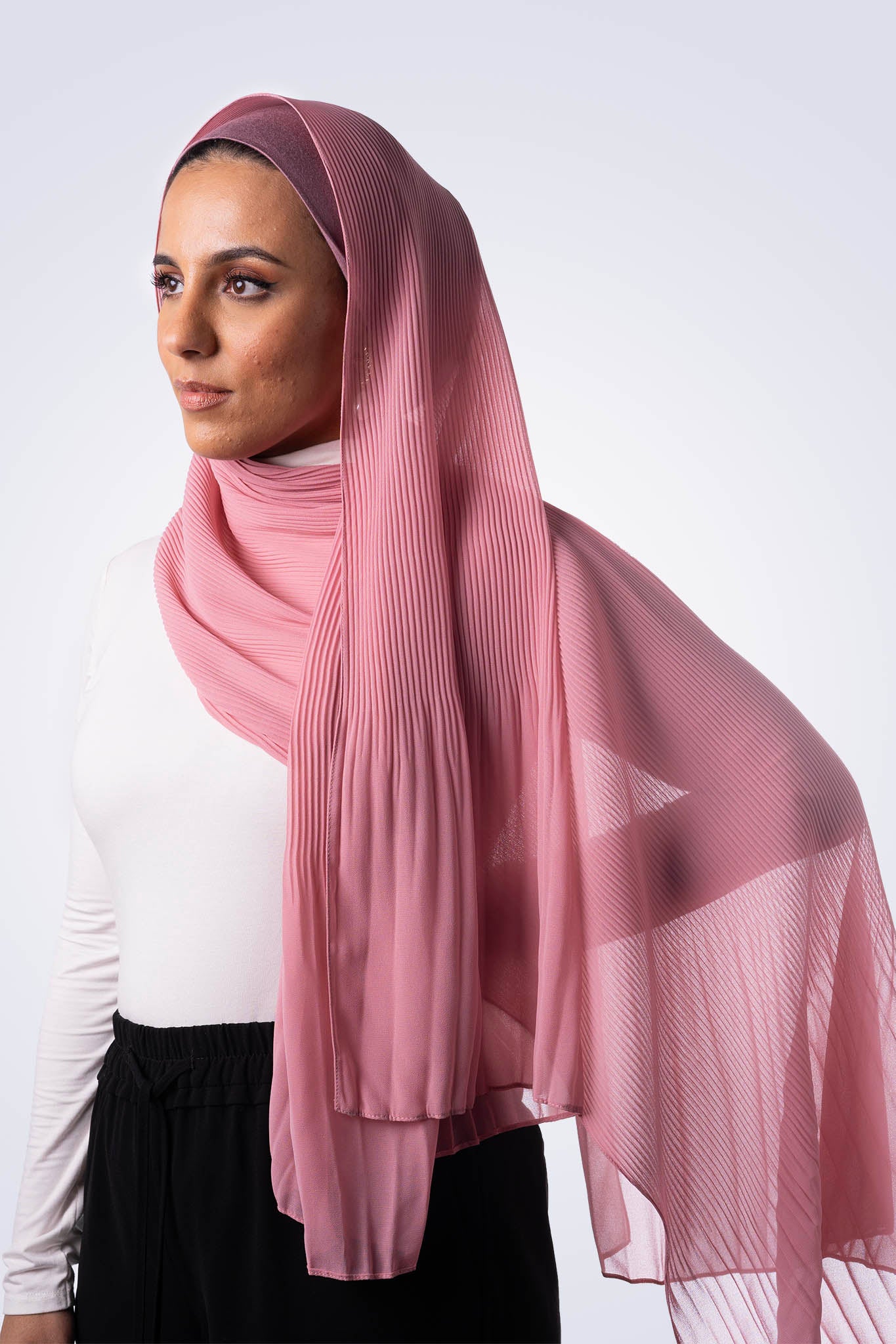 Pleated Chiffon Hijab - Baby Pink