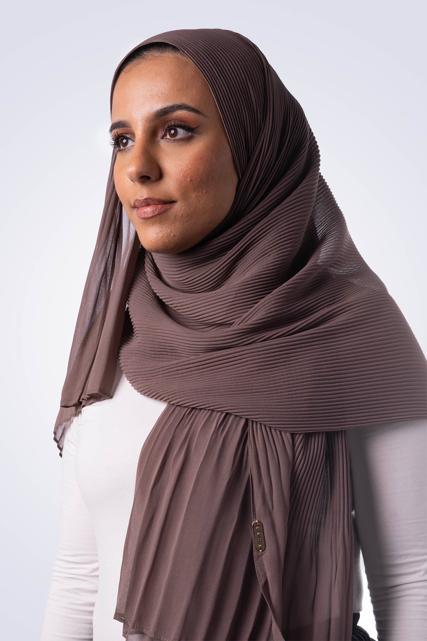 Pleated Chiffon Hijab - Cappuccino