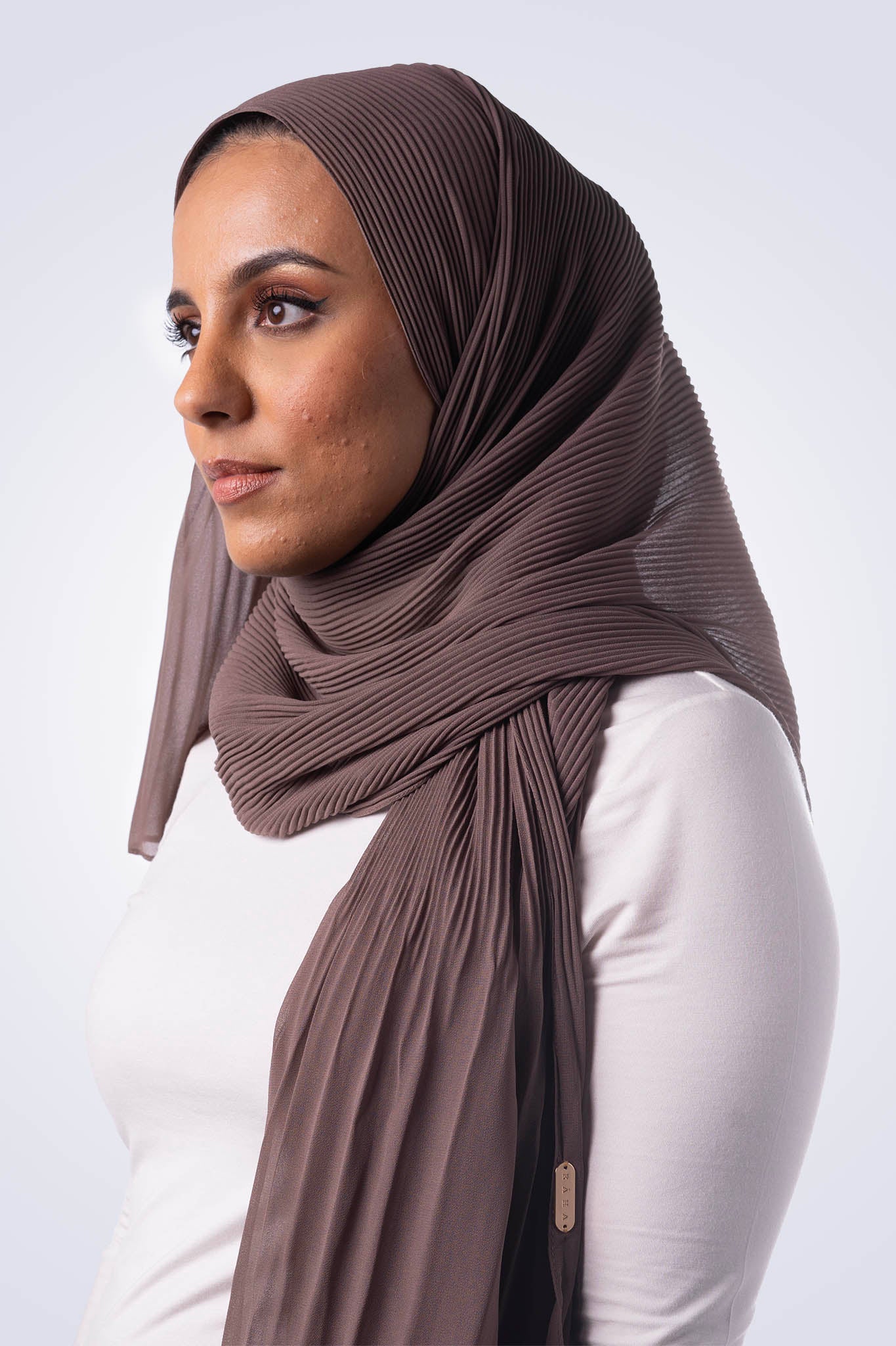 Pleated Chiffon Hijab - Cappuccino