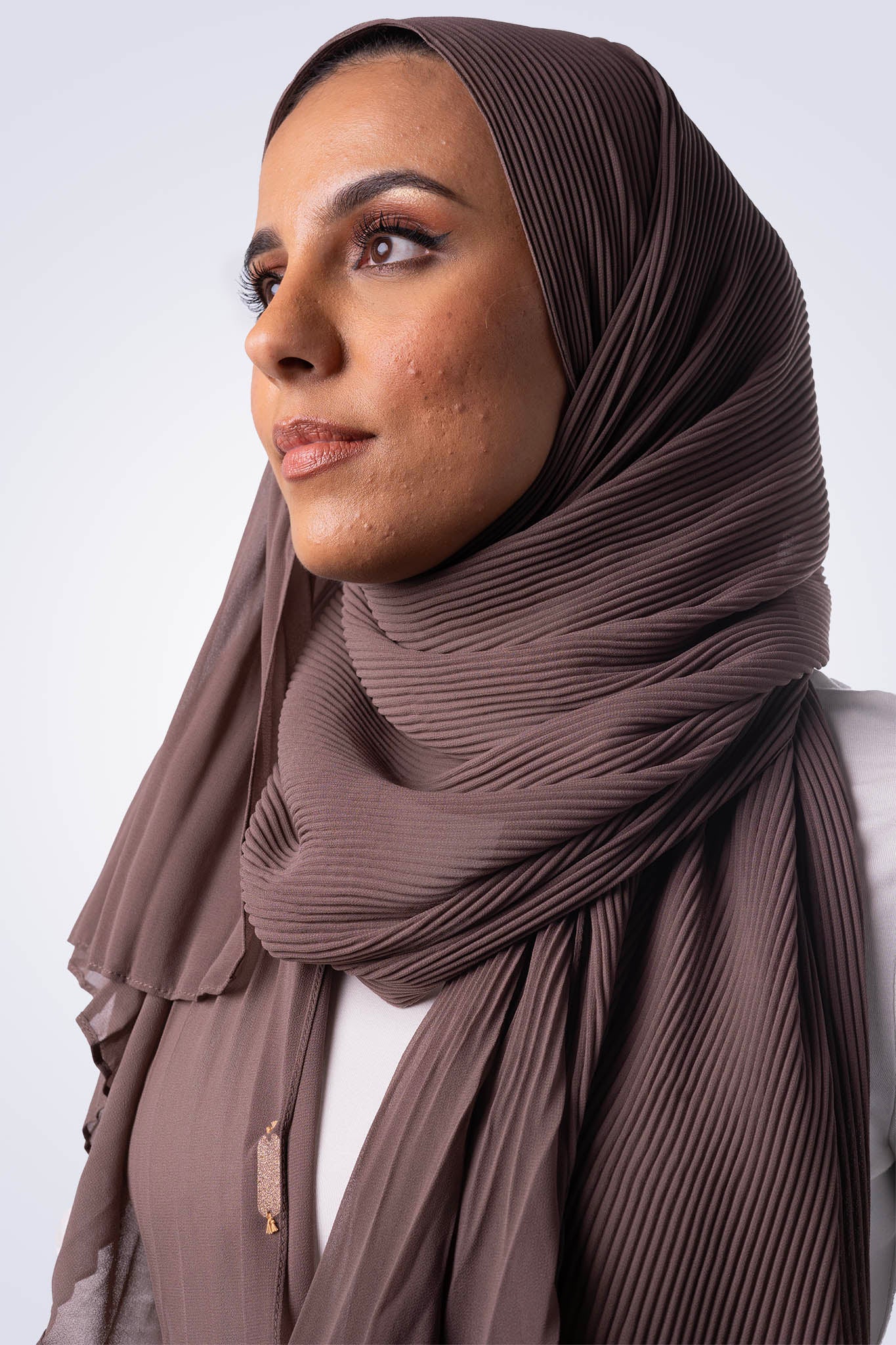 Pleated Chiffon Hijab - Cappuccino