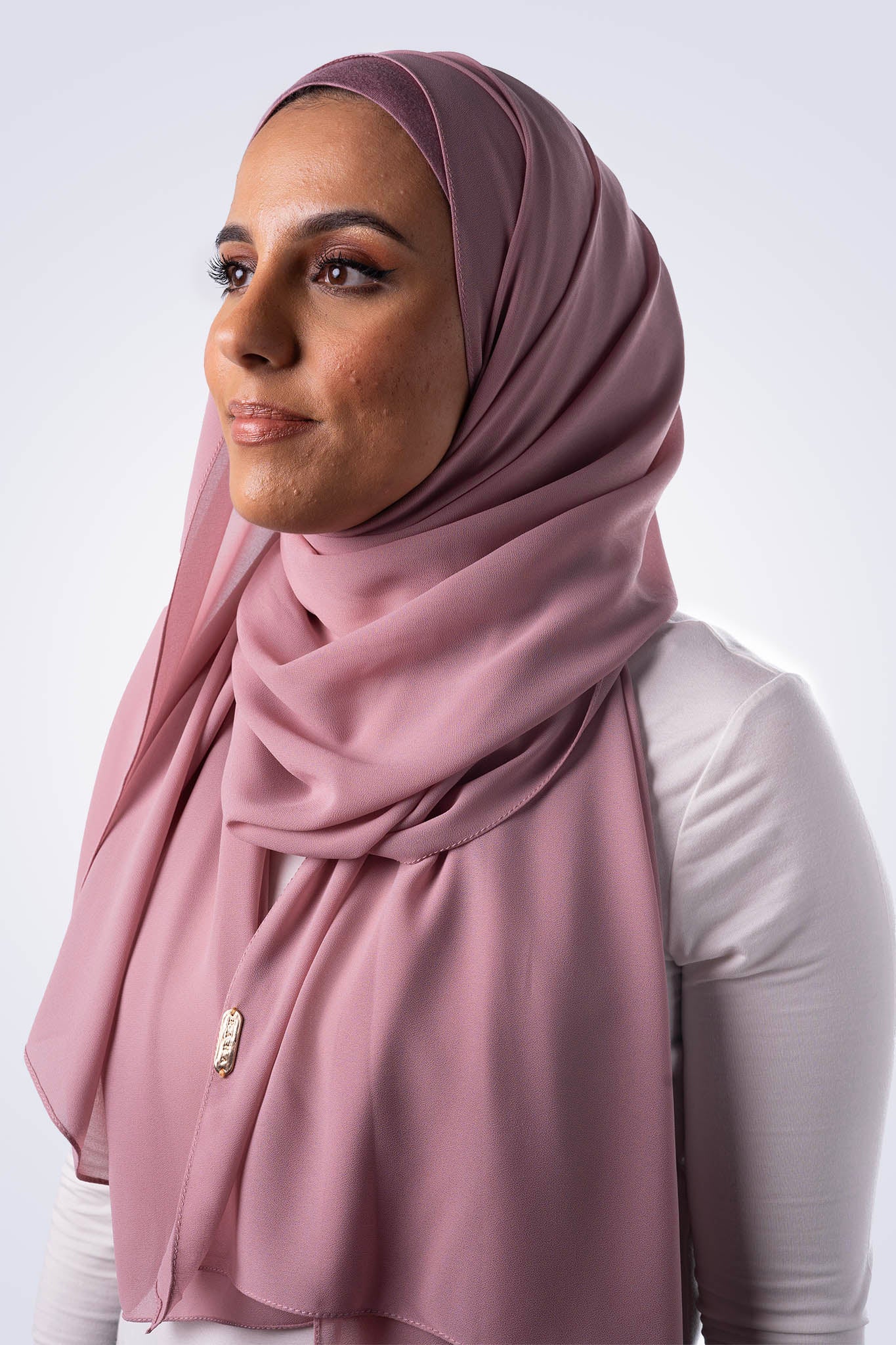 Matching Chiffon Hijab & Undercap - Pink Lotus