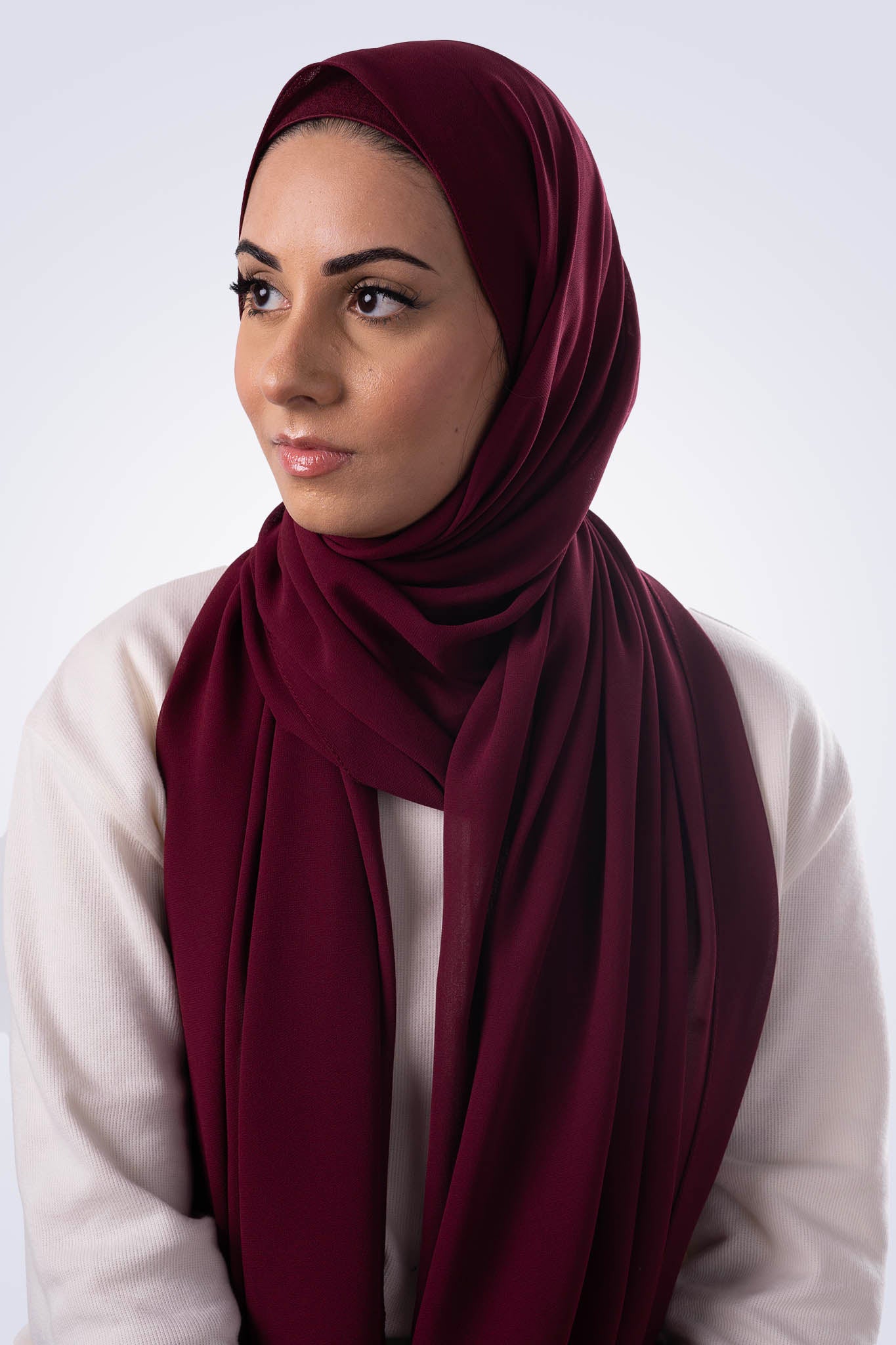 Matching Chiffon Hijab & Undercap - Maroon