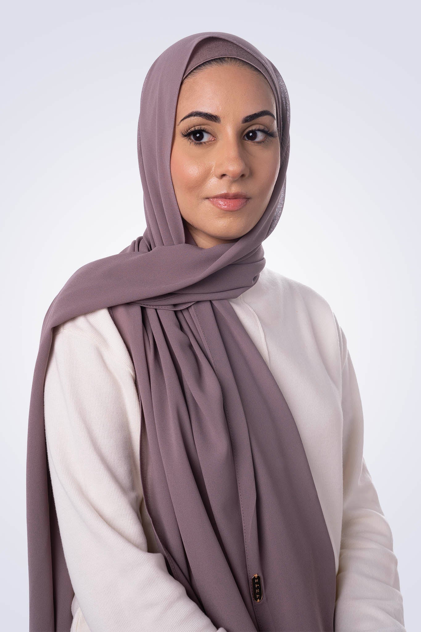 Matching Chiffon Hijab & Undercap - Mauve Taupe