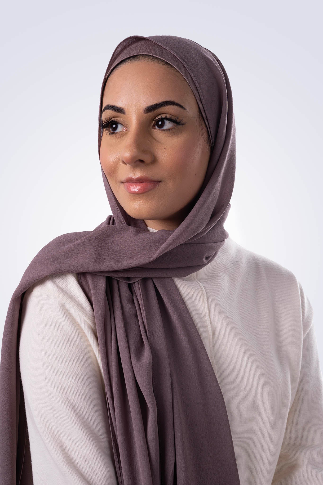 Matching Chiffon Hijab & Undercap - Mauve Taupe