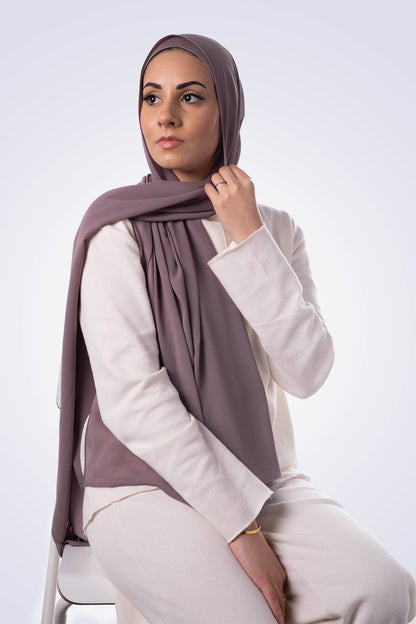 Matching Chiffon Hijab & Undercap - Mauve Taupe