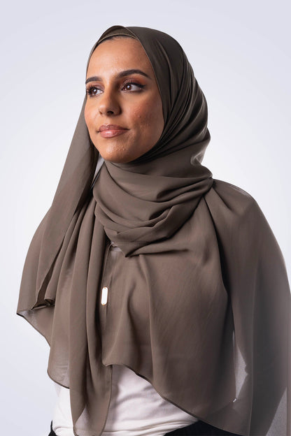 Matching Chiffon Hijab & Undercap - Deep Khaki