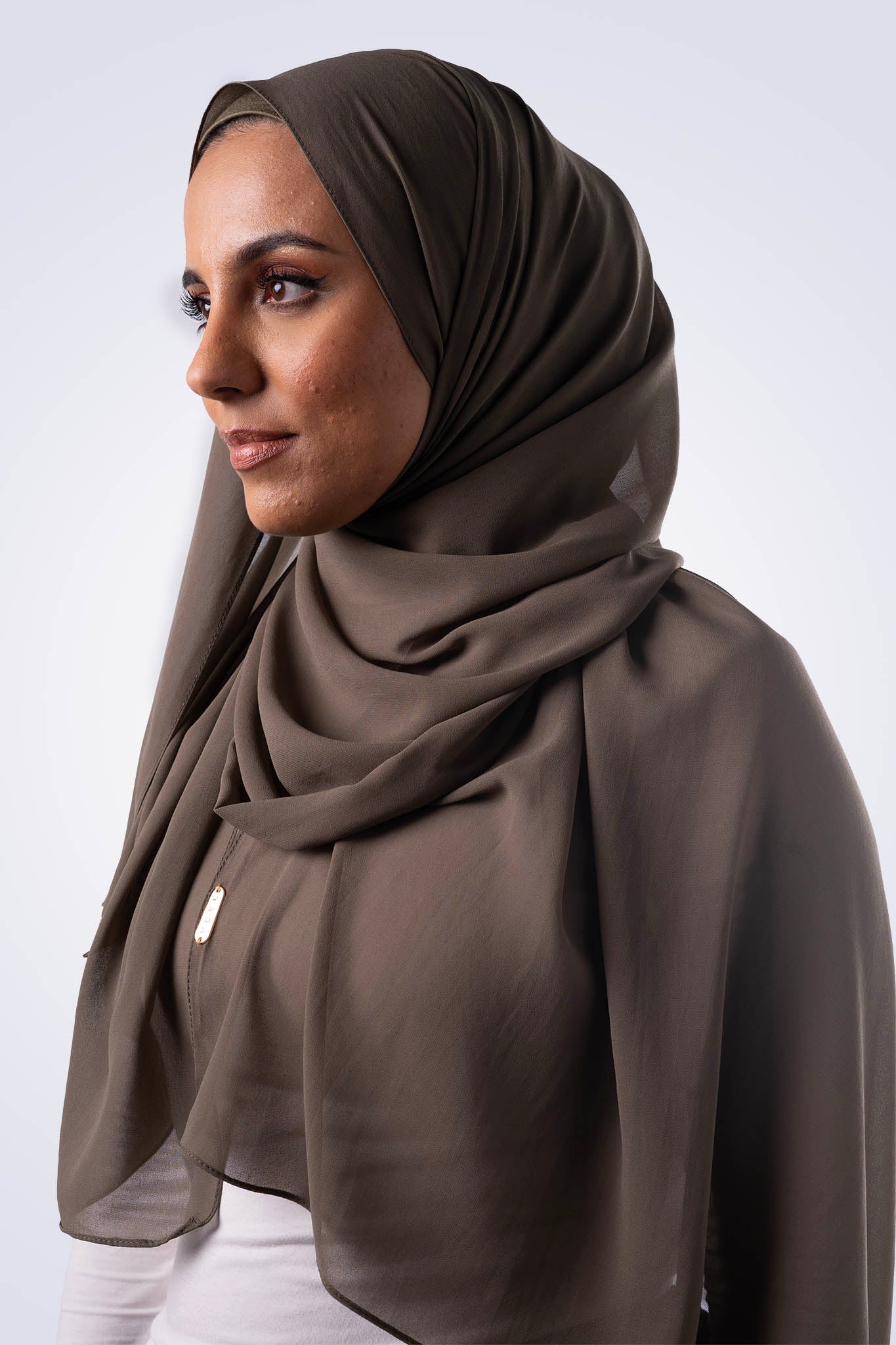 Matching Chiffon Hijab & Undercap - Deep Khaki