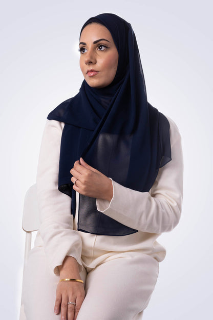 Matching Chiffon Hijab & Undercap - Midnight Blue