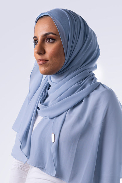 Matching Chiffon Hijab & Undercap - Soft Blue