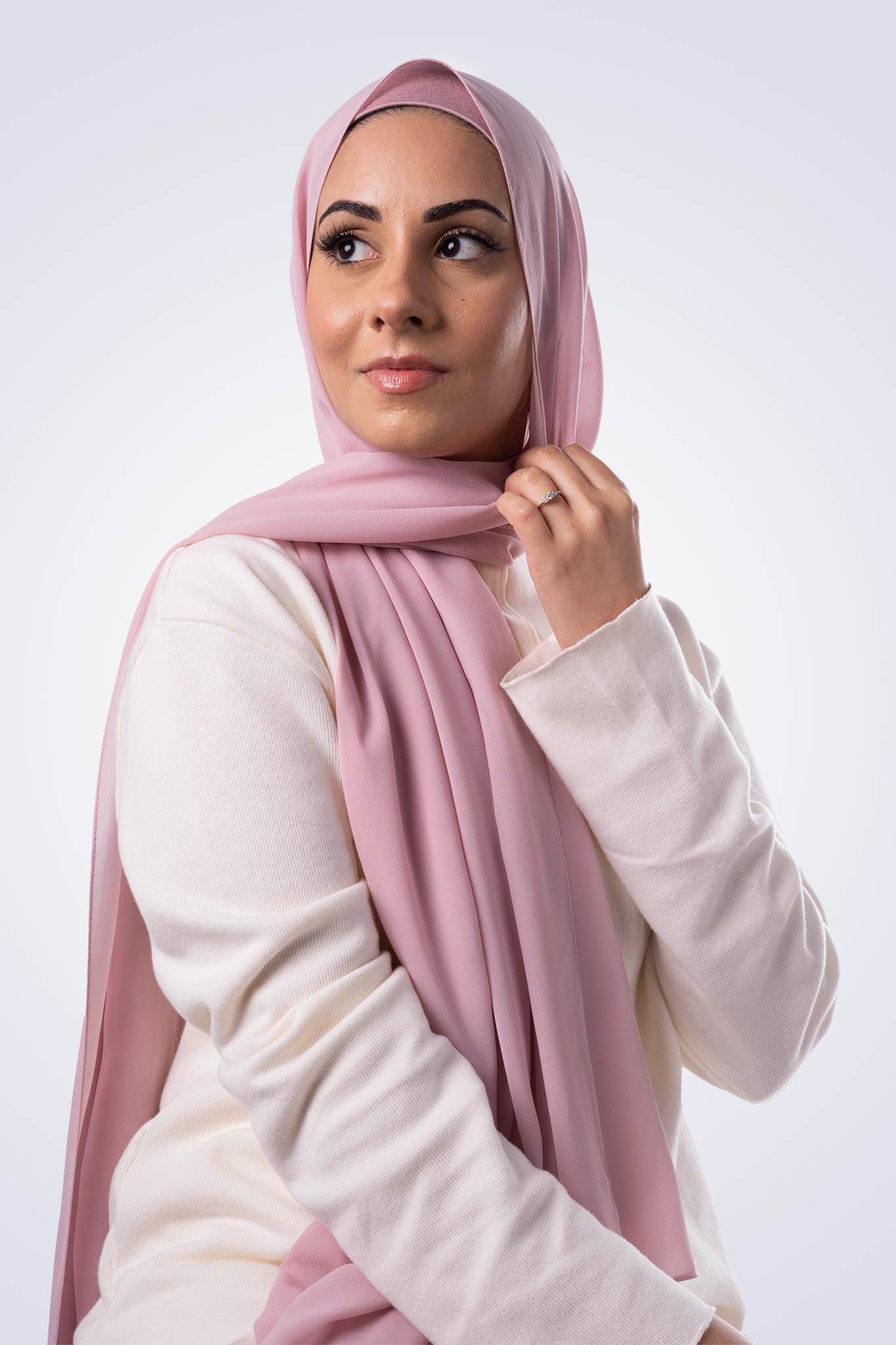 Matching Chiffon Hijab & Undercap - Baby Pink