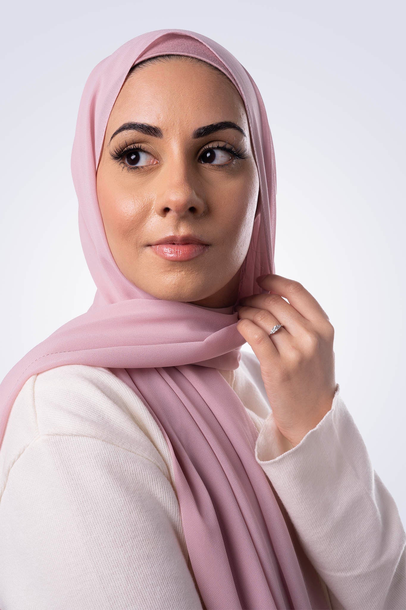 Matching Chiffon Hijab & Undercap - Baby Pink