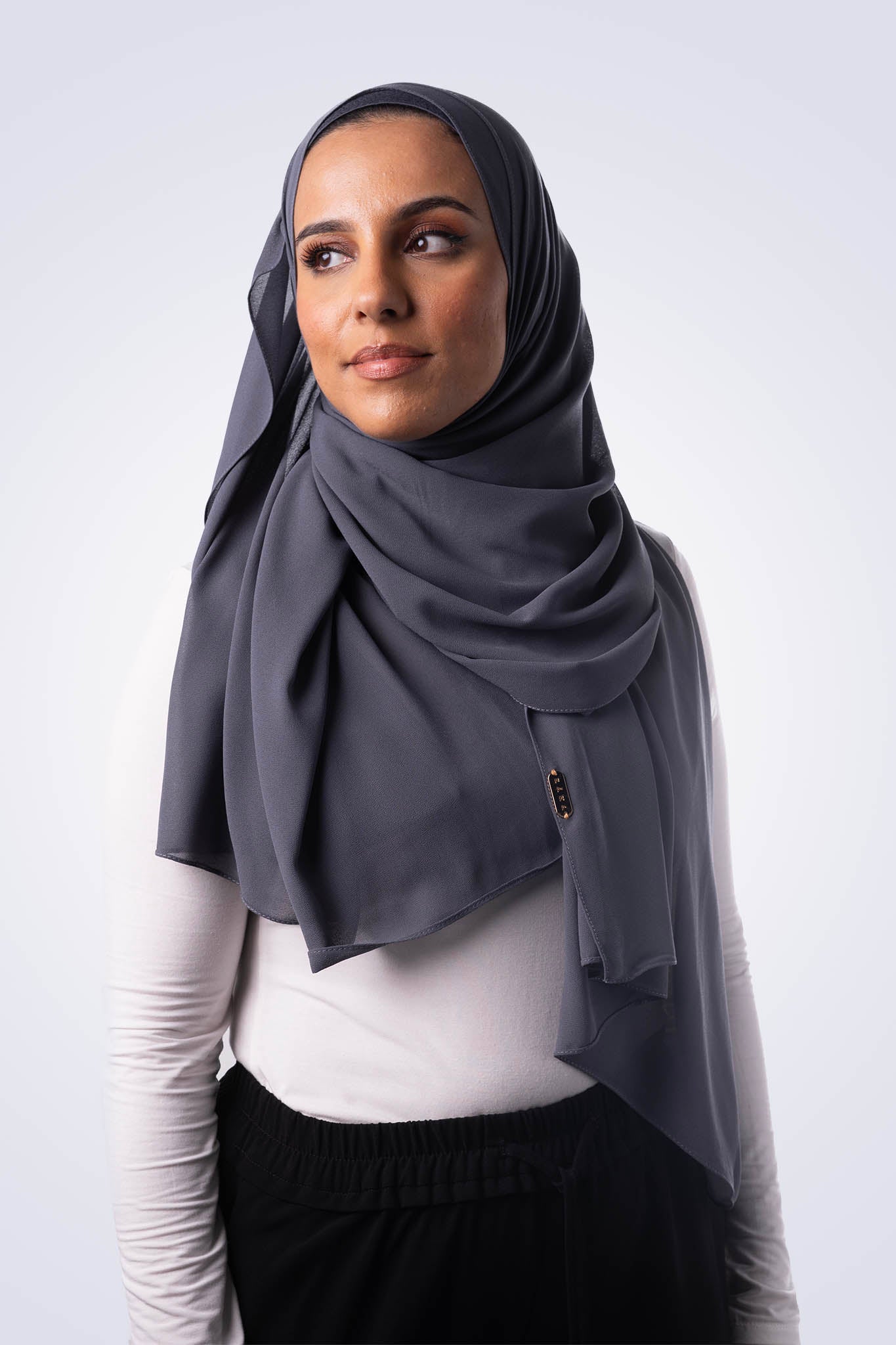 Matching Chiffon Hijab & Undercap - Dark Grey