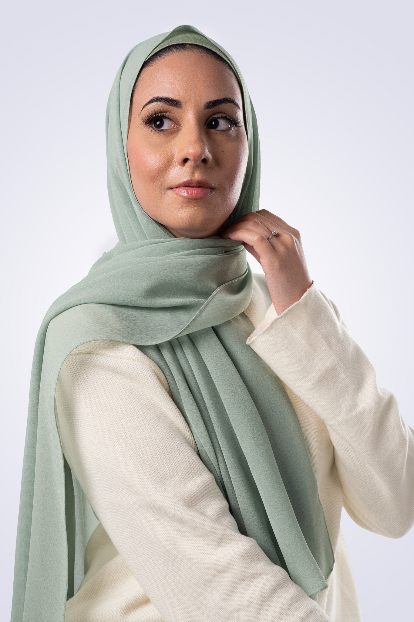 Matching Chiffon Hijab & Undercap - Mint