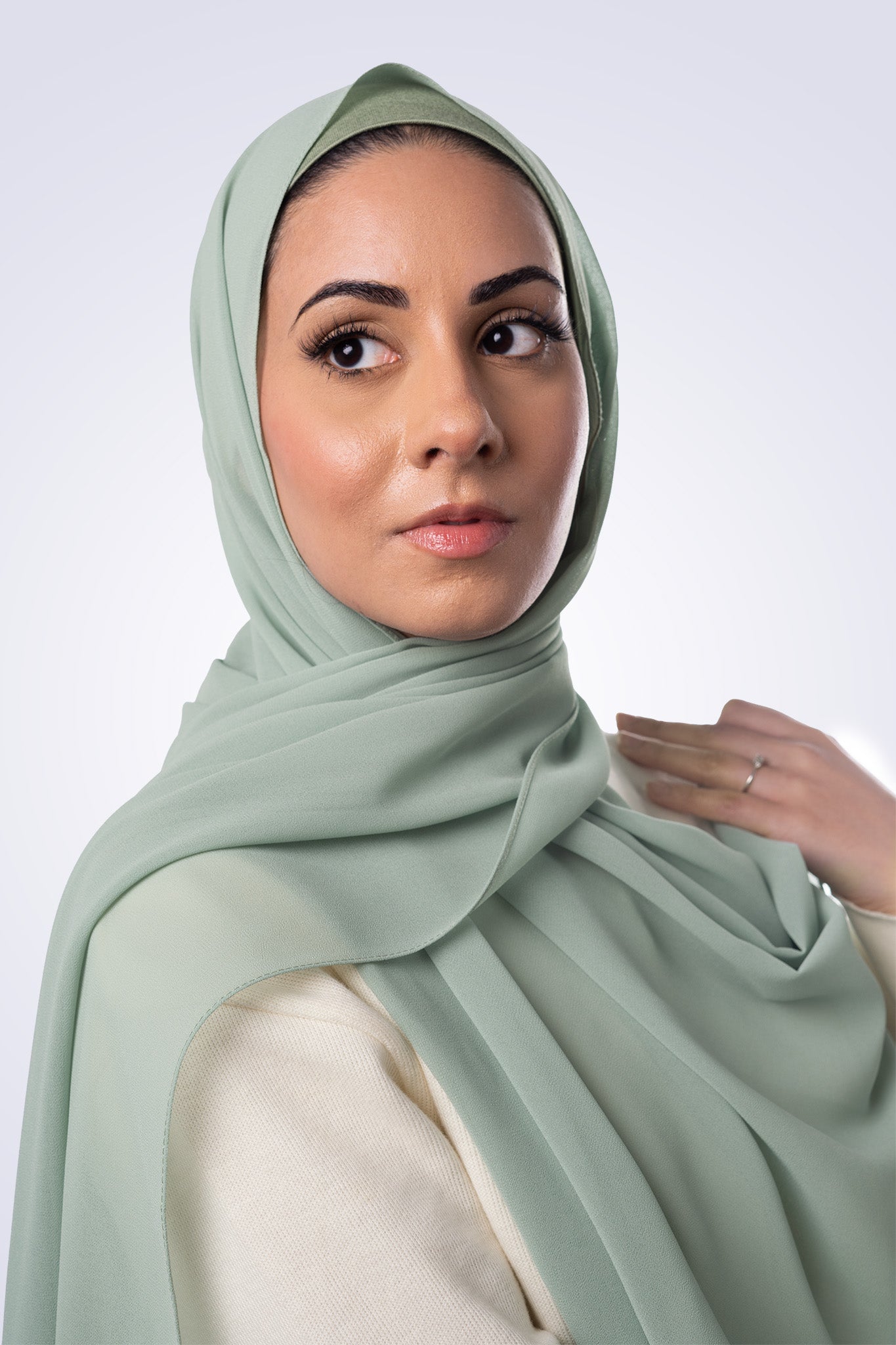 Matching Chiffon Hijab & Undercap - Mint