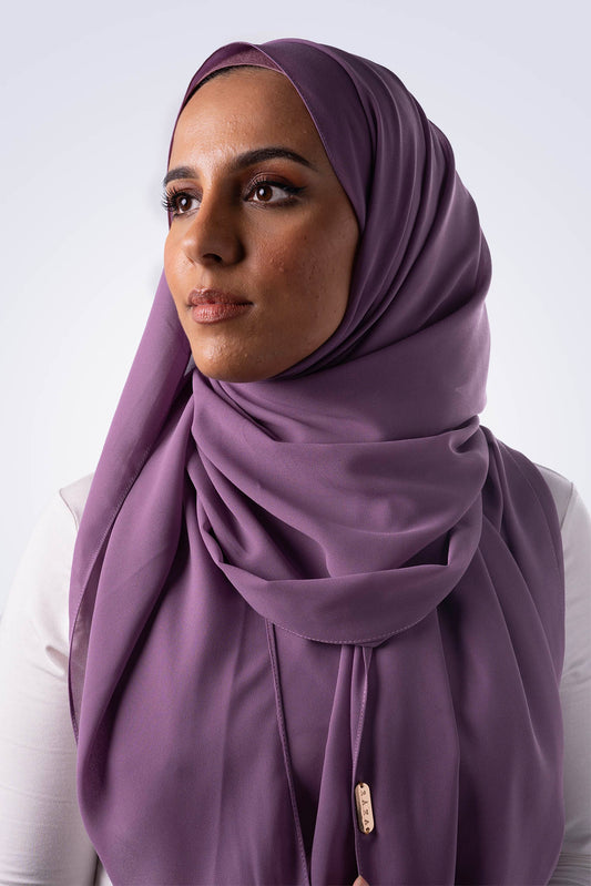 Matching Chiffon Hijab & Undercap - Purple