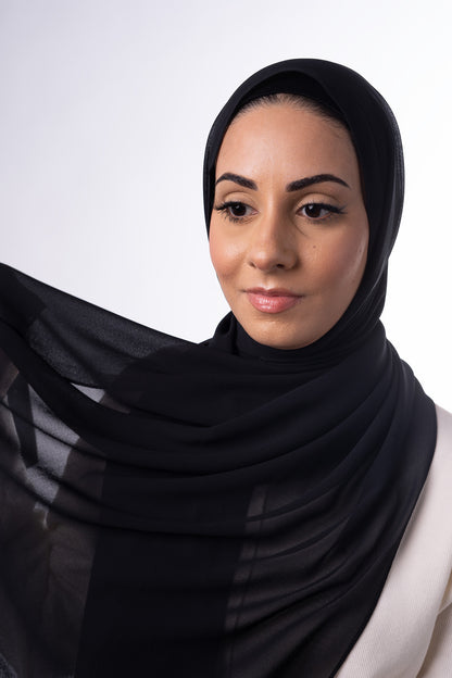 Matching Chiffon Hijab & Undercap - Jet Black