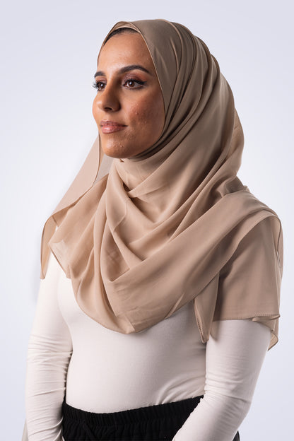 Matching Chiffon Hijab & Undercap - Nude Brown