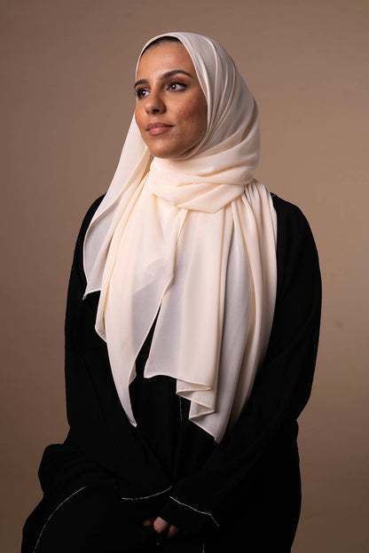 Matching Chiffon Hijab & Undercap - Vanilla