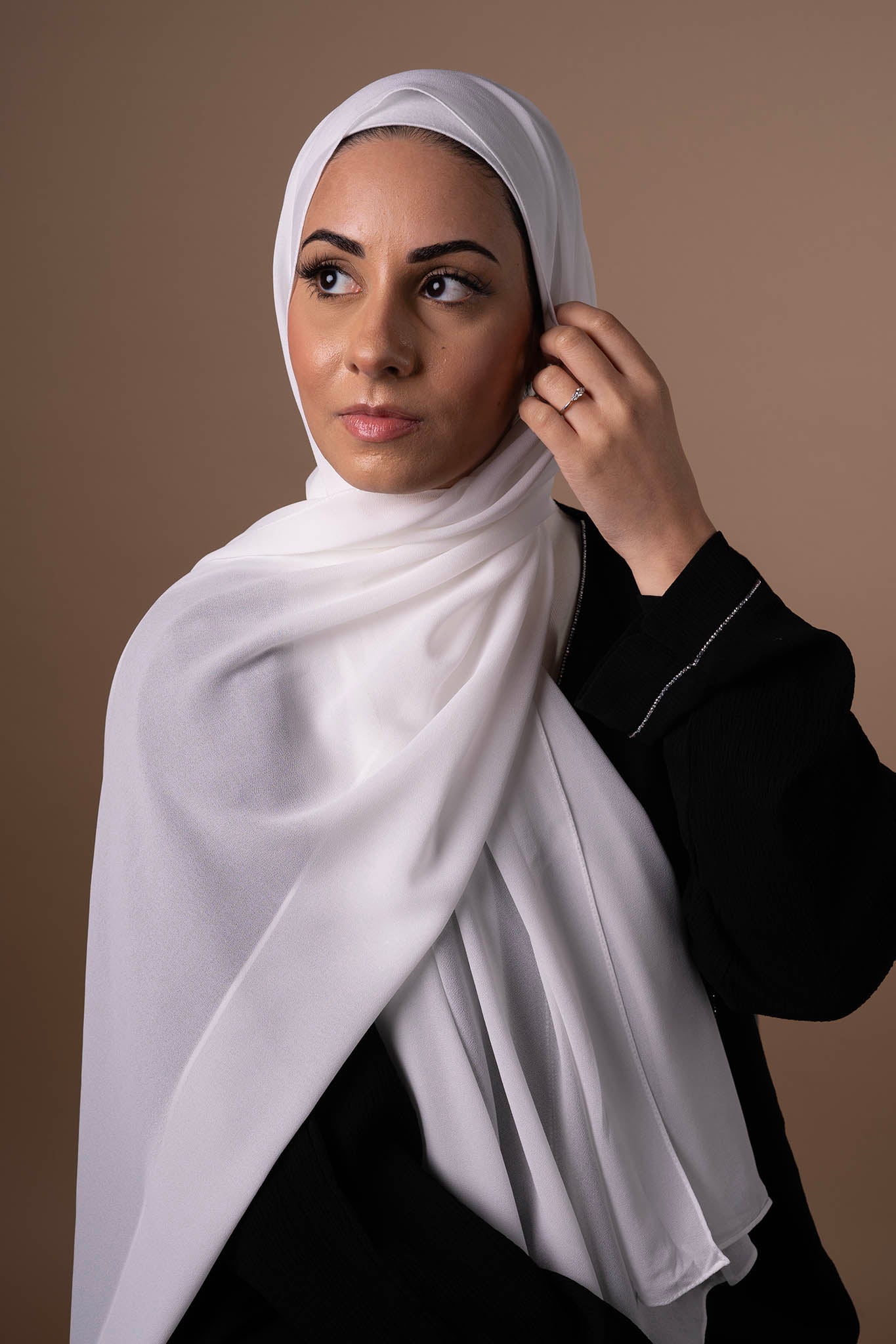 Matching Chiffon Hijab & Undercap - Cream