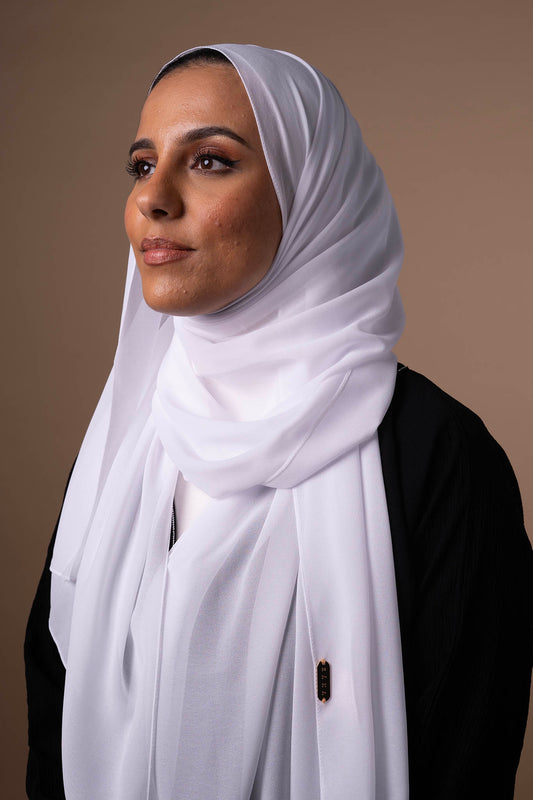 Matching Chiffon Hijab & Undercap - Pure White