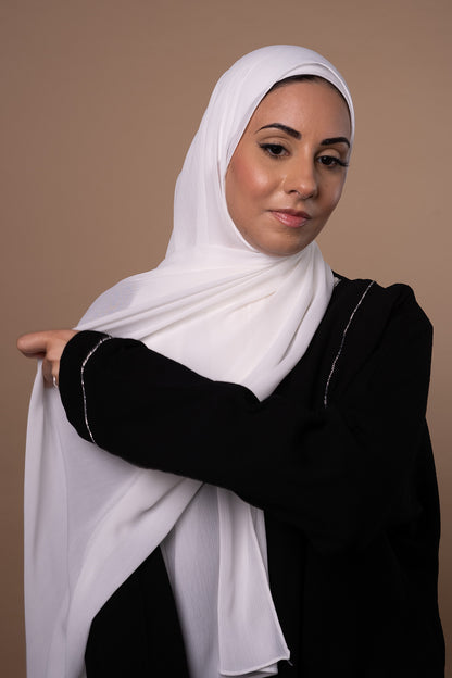 Crinkle Chiffon Hijab - Pure White